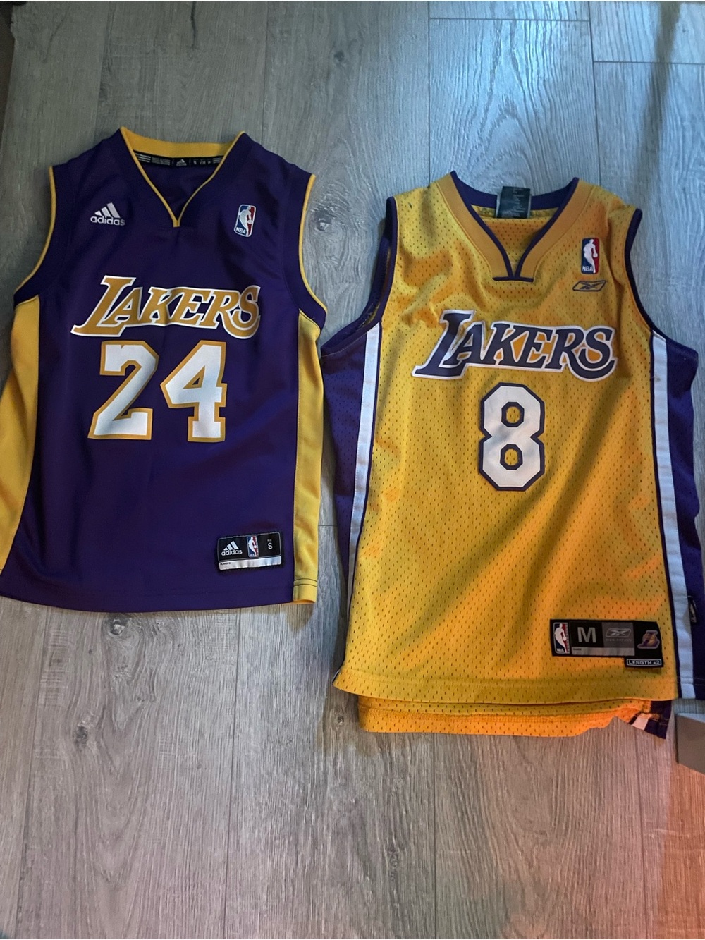 Two youth adidas Los Angeles Lakers Basketball Jersey Duo size S and M in Youth